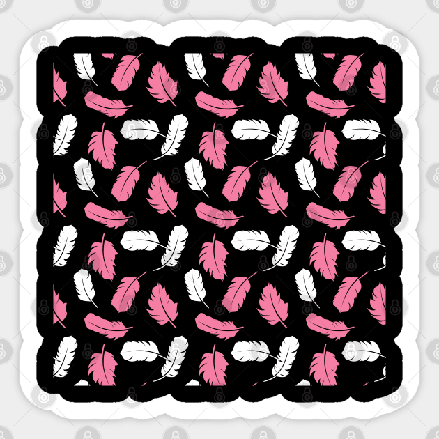 Pink and White feathers pattern Sticker by Eskitus Fashion